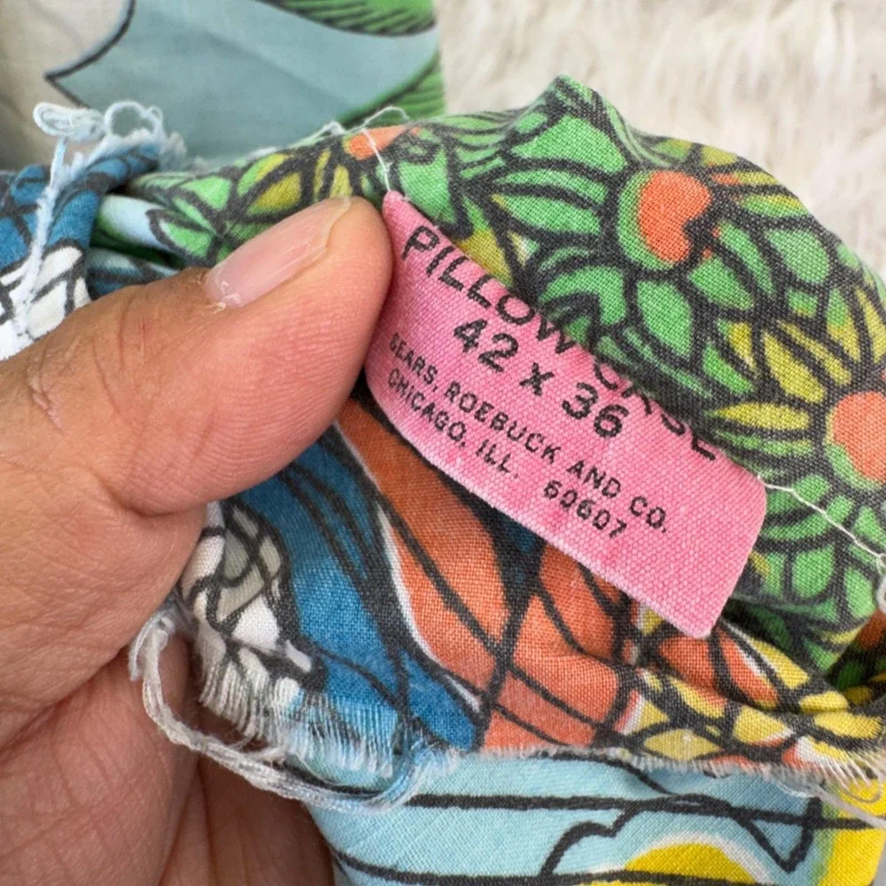 Sears Vintage Noahs‎ Ark Pillowcase Standard Multi Rainbow Psychedelic Retro 70s